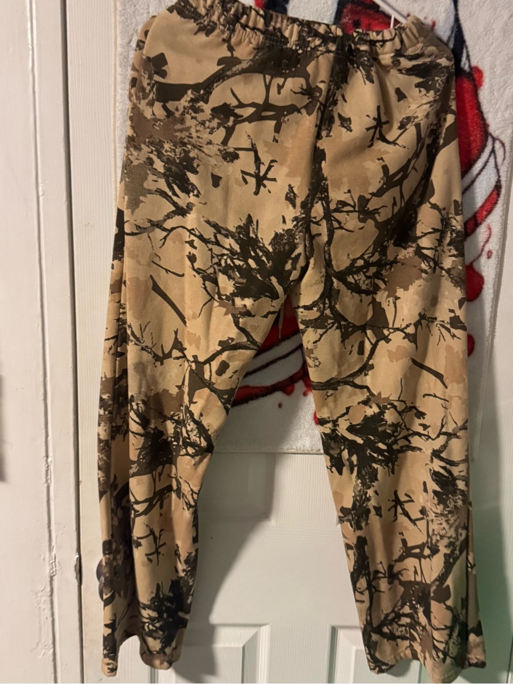 Woman’s Tan Camo Elastic-Waist Pants